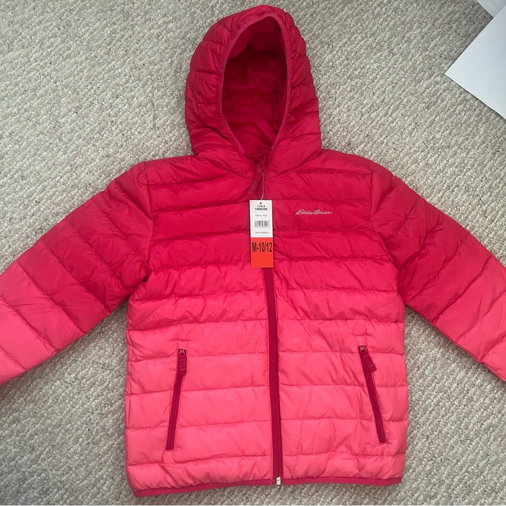 NWT Eddie Bauer Kids Reversible Down Puffer Jacket size M 10/12